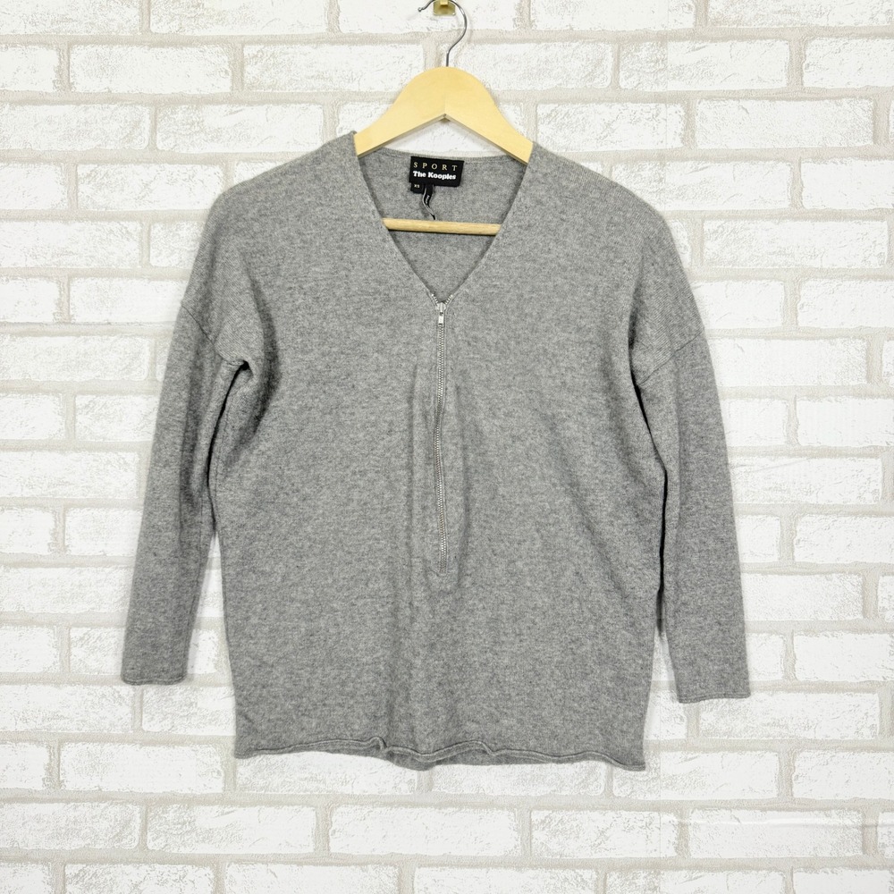 The Kooples Sport Sweater Womens Wool Cashmere Half Zip V-Neck XS Quiet Luxury